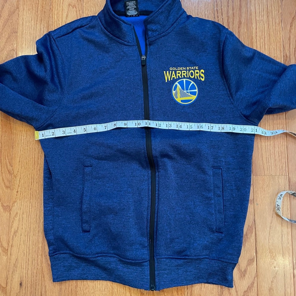Golden State‎ Warriors NBA Fleece lined Zip Up Jacket Blue Mens Small streetwear - Picture 9 of 16
